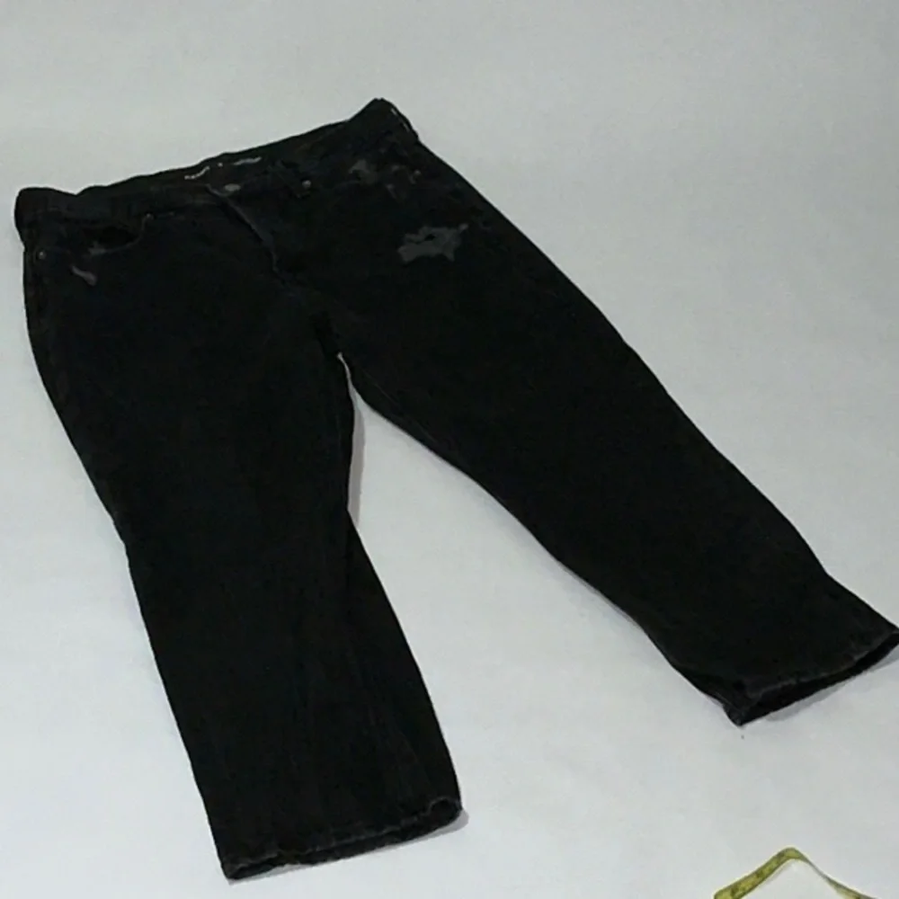 Old Navy Button Fly Distressed Black Jeans, Size 12